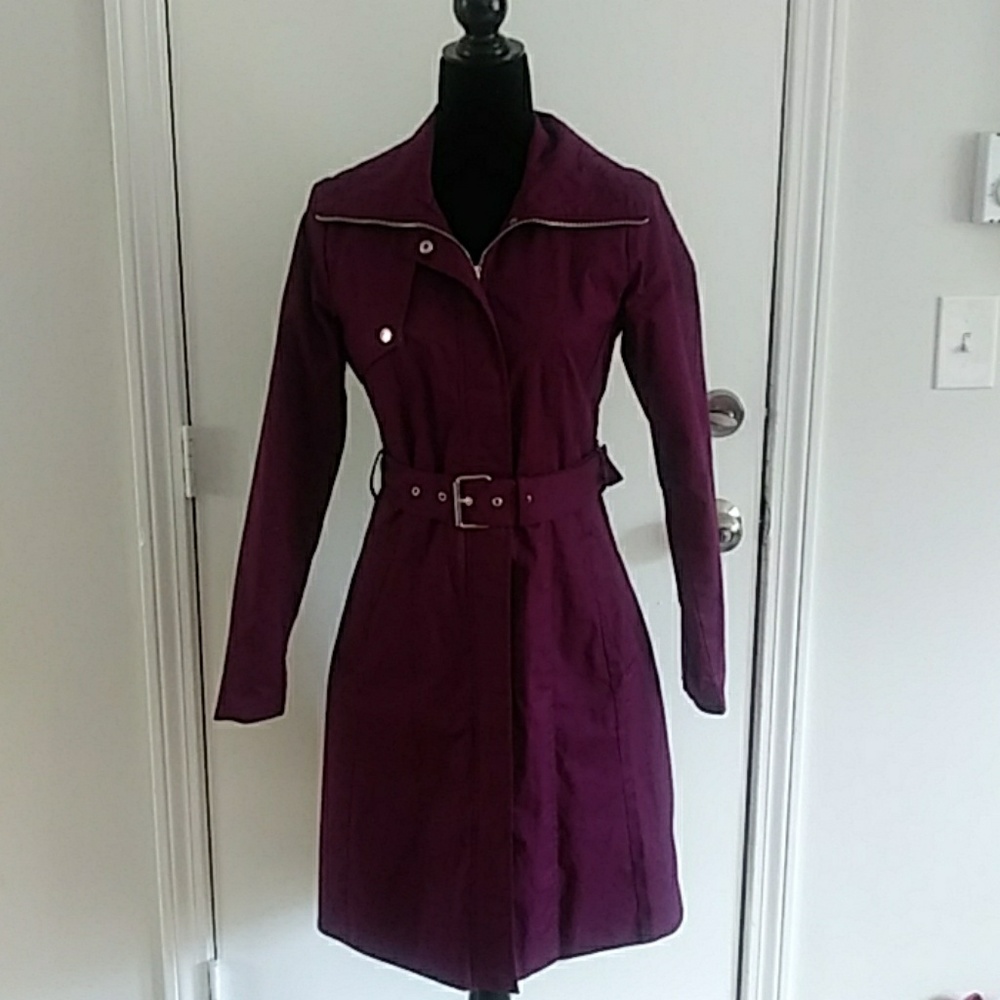 Plum Purple Cotton Trench Coat
